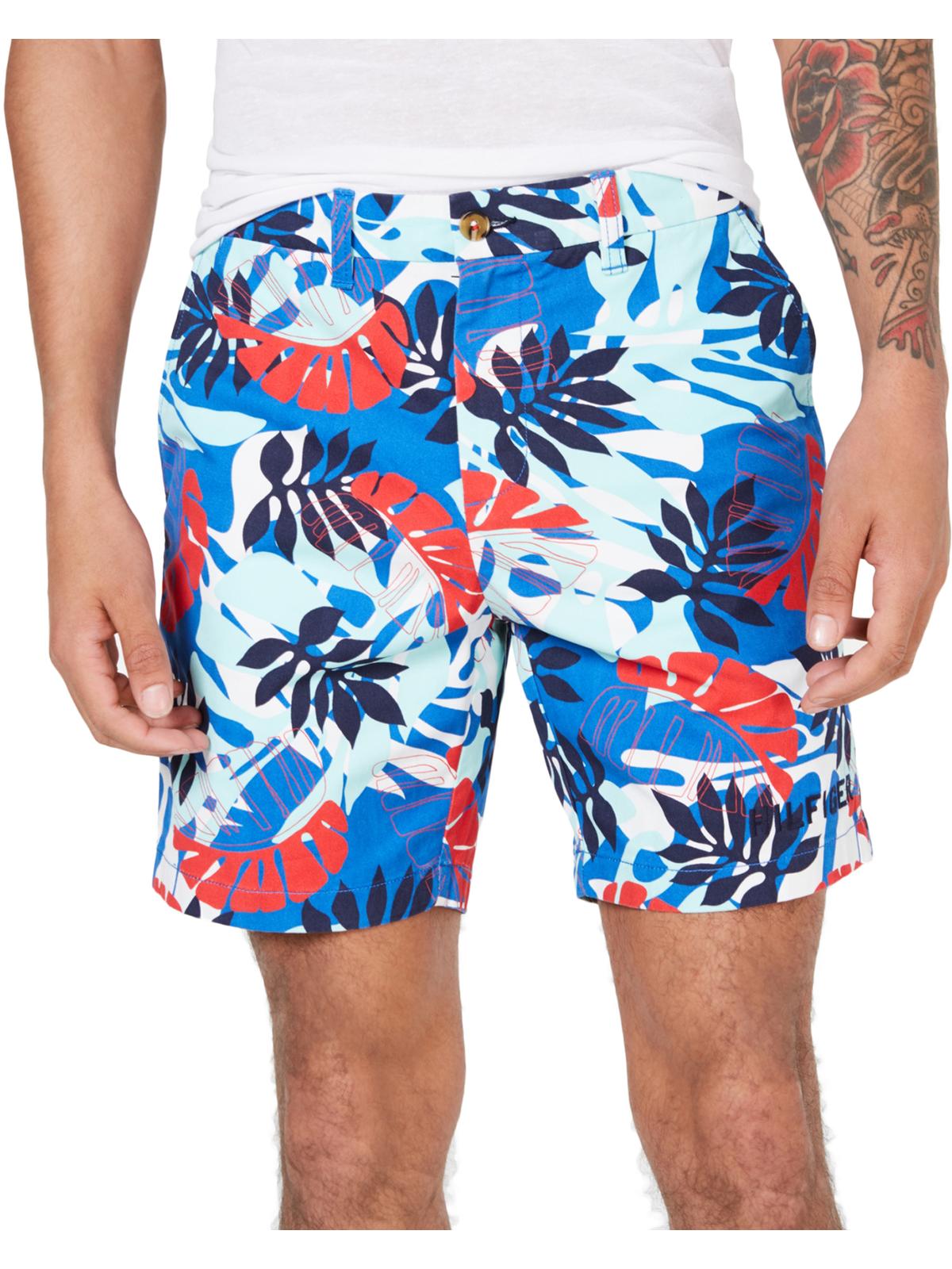 Tommy Hilfiger Men's Marcus 7 High Rise Khaki Chino Shorts Blue Size 34W