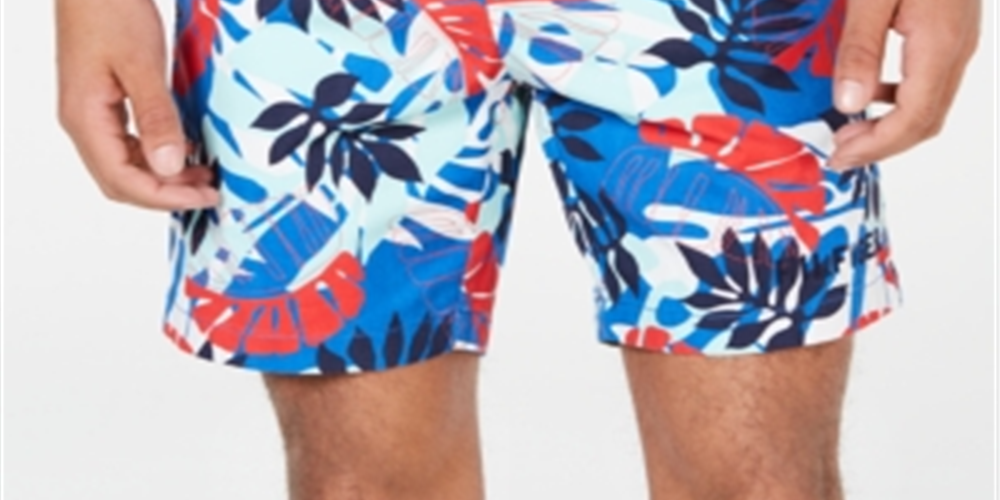 Tommy Hilfiger Men's Marcus 7 High Rise Khaki Chino Shorts Blue Size 34W