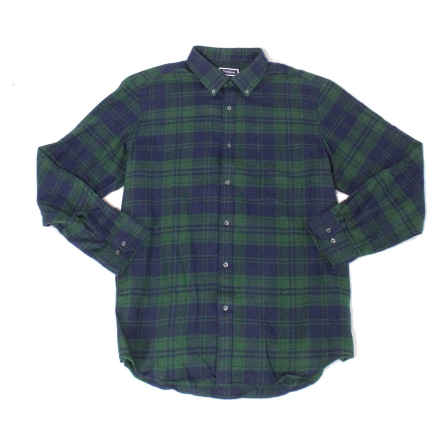 Club Room Men's Plaid Print Pocket Button Down Shirt Green Size Small