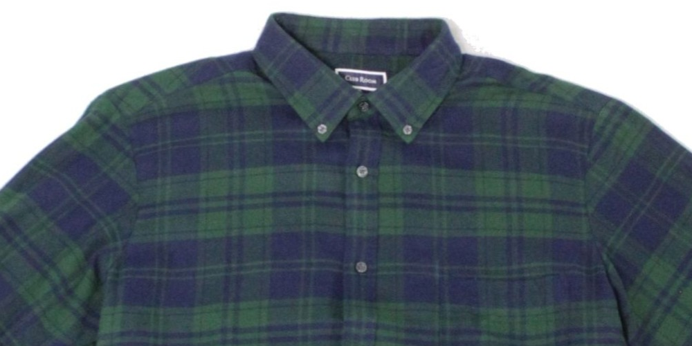 Club Room Men's Plaid Print Pocket Button Down Shirt Green Size Small