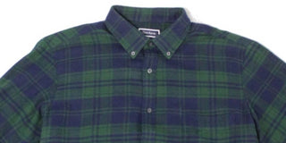 Club Room Men's Plaid Print Pocket Button Down Shirt Green Size Small