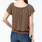Style & Co Women's Sleeveless Jewel Neck Top Brown Size Large