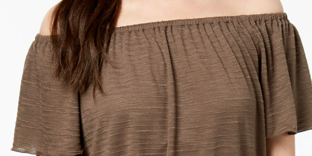 Style & Co Women's Sleeveless Jewel Neck Top Brown Size Large