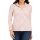 Charter Club Women's Printed Half Zip Top Pink Size X-Small