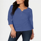 Karen Scott Women's Cotton Henley Top Blue Size XX-Large
