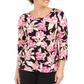 JM Collection Women's Printed Garland Textured Top Purple Size Small