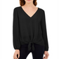 INC International Concepts Women's Tie Hem Top Black Size Petite Small
