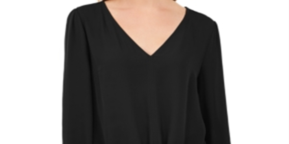 INC International Concepts Women's Tie Hem Top Black Size Petite Small