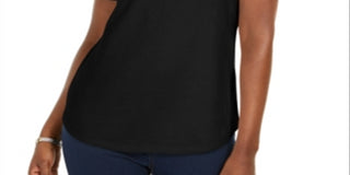 Karen Scott Women's Cotton Polo Shirt Black Size Medium