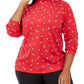 Karen Scott Women's Plus Glitter Printed Turtleneck Top Red Size 0X