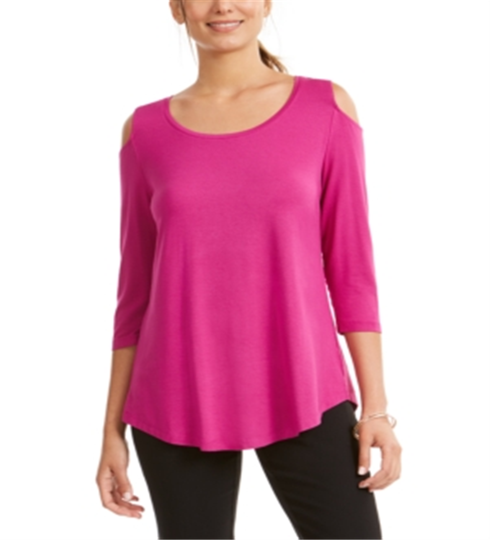 JM Collection Women's Cold Shoulder Top Pink Size Small