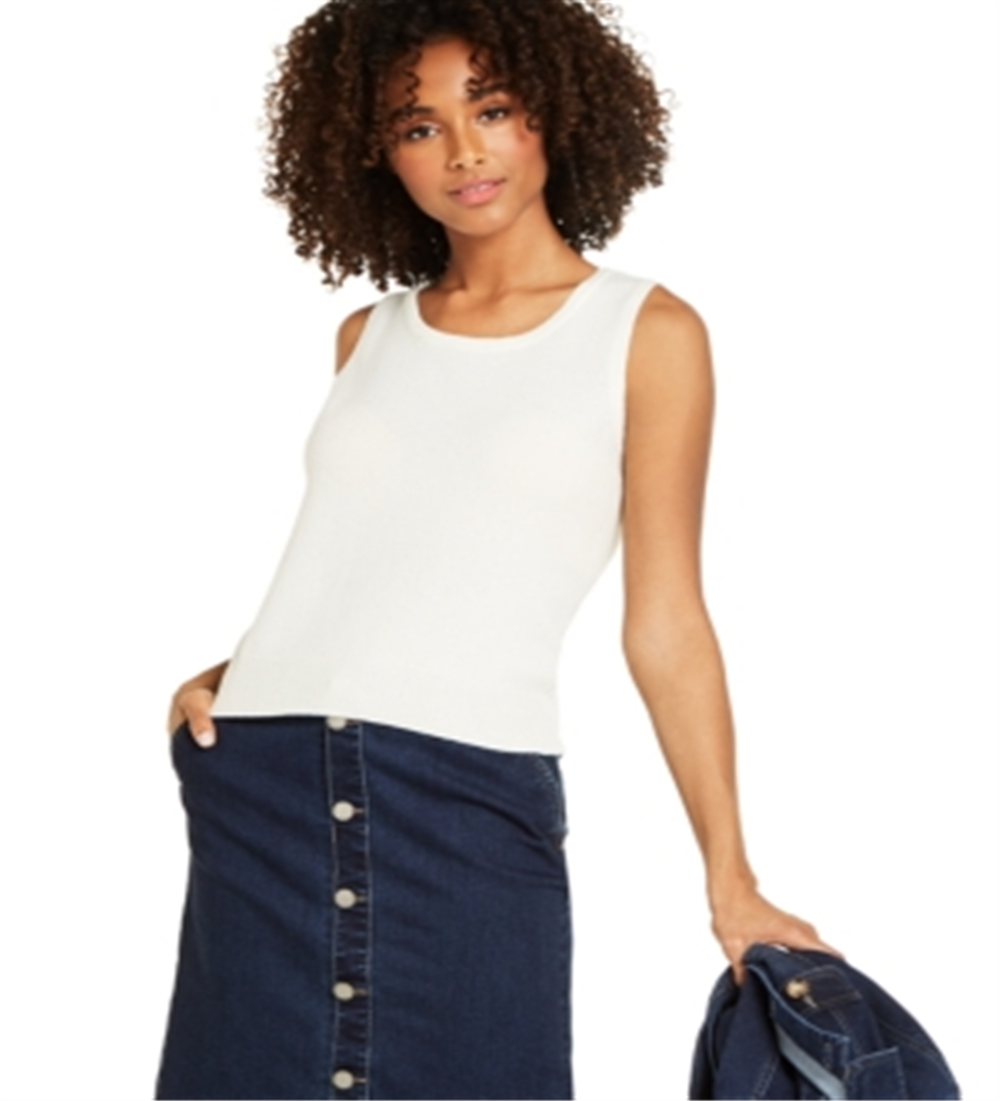 Charter Club Women's Sleeveless Cashmere Sweater White Size X-Large