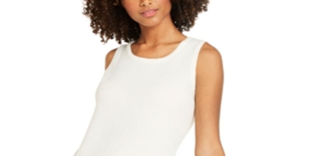 Charter Club Women's Sleeveless Cashmere Sweater White Size X-Large