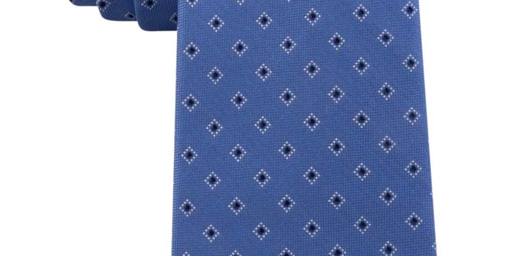 Michael Kors Men's Bicolor Neat Silk Professional Neck Tie Blue Size Regular