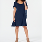 Style & Co Women's Tie Sleeve Swing Dress Blue Size Petite