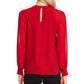Vince Camuto Women's Embellished Sheer Sleeve Top Red Size X-Large