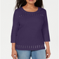 Karen Scott Women's Scoop Neck Studded Top Purple Size Medium
