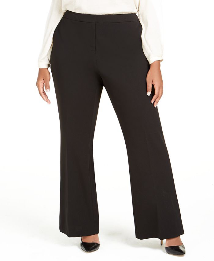 Calvin Klein Women's Slit Wide Leg Pants Black Size 16W