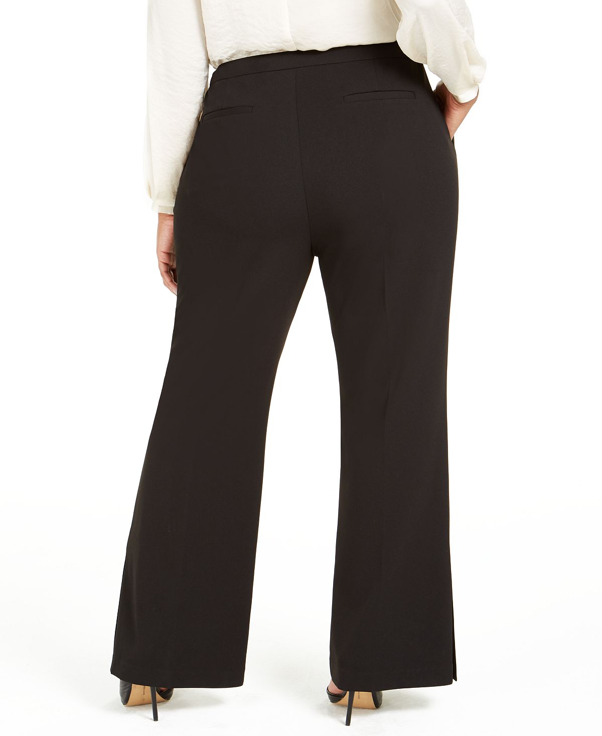 Calvin Klein Women's Slit Wide Leg Pants Black Size 16W