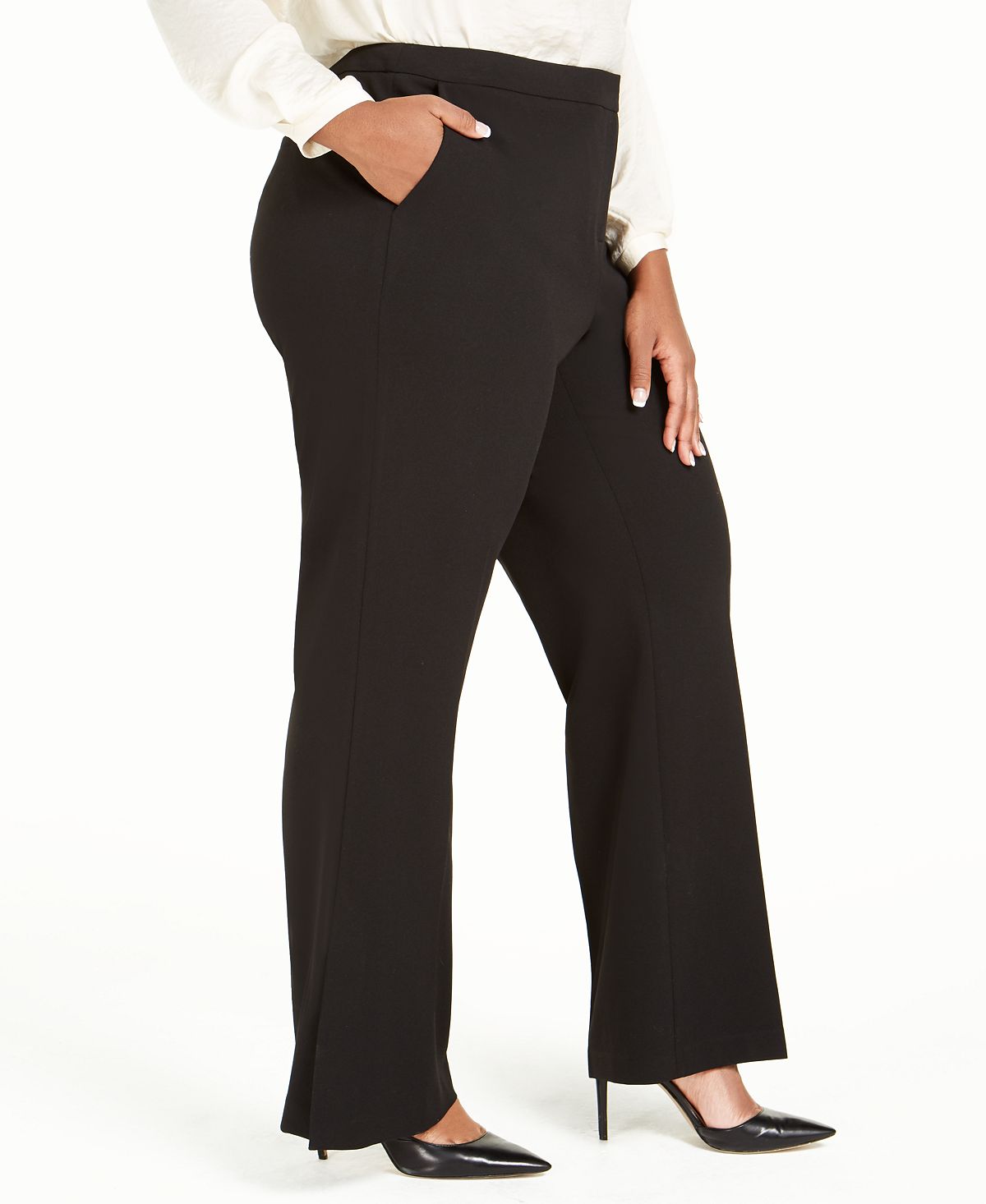 Calvin Klein Women's Slit Wide Leg Pants Black Size 16W
