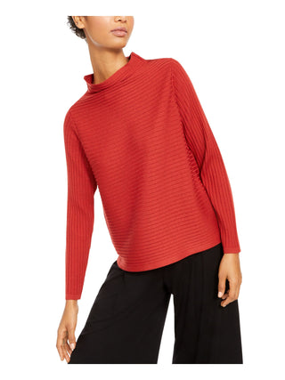 Eileen Fisher Women's Ribbed Long Sleeve Mock Sweater Dark Red Size Small