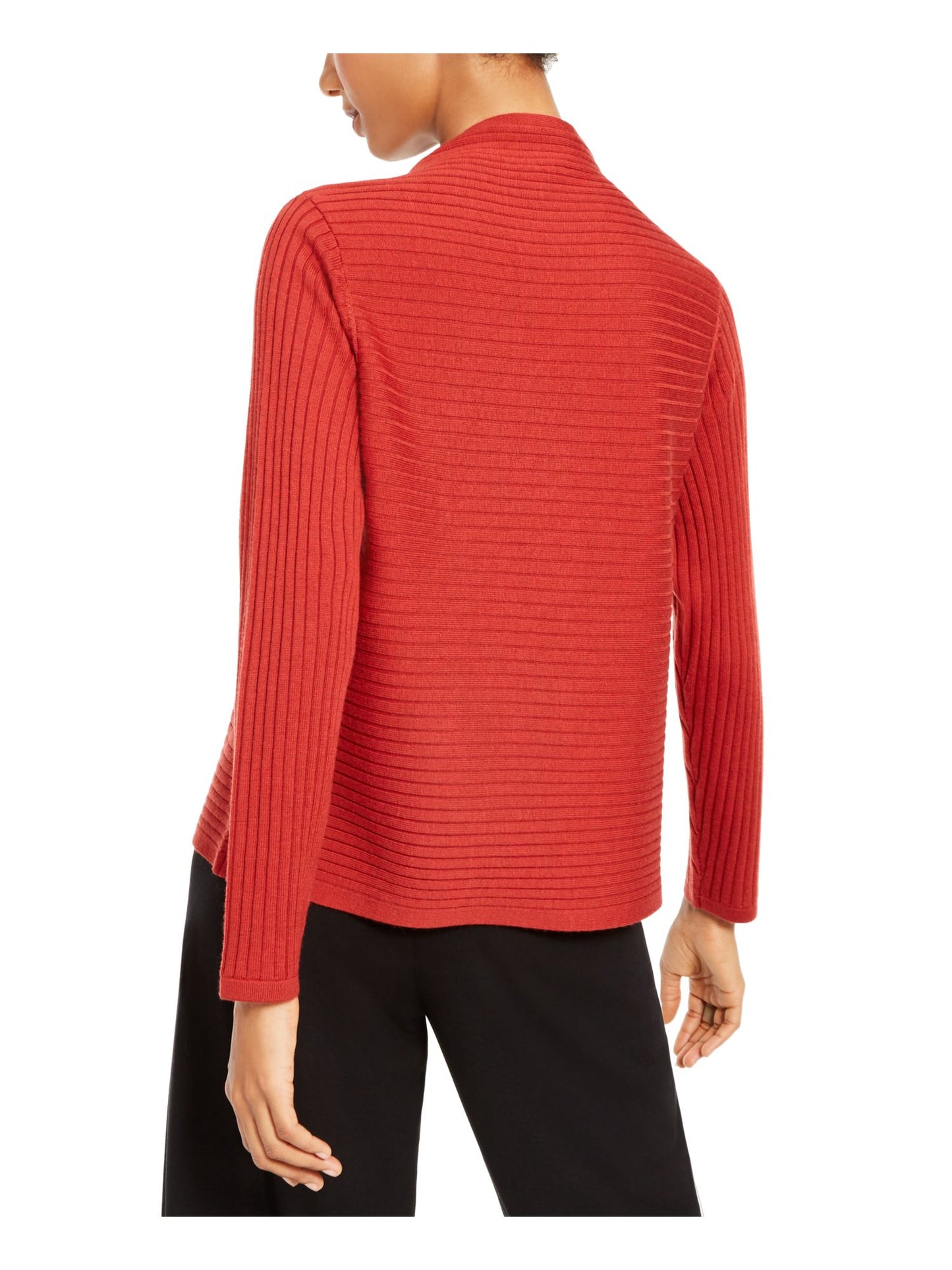 Eileen Fisher Women's Ribbed Long Sleeve Mock Sweater Dark Red Size Small