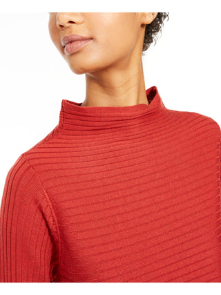 Eileen Fisher Women's Ribbed Long Sleeve Mock Sweater Dark Red Size Small