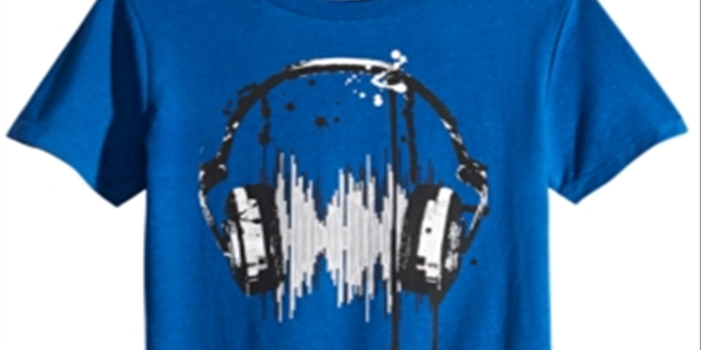 Epic Threads Big Boy's Headphones T-Shirt Blue Size Medium