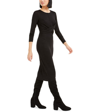 Bar III Women's Twist Front Midi Cocktail Dress Black Size Small