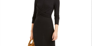 Bar III Women's Twist Front Midi Cocktail Dress Black Size Small