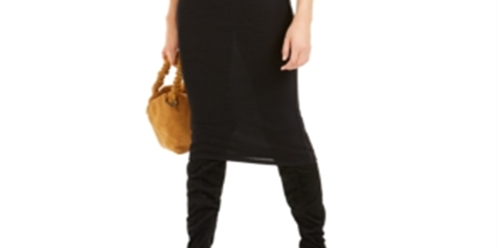 Bar III Women's Twist Front Midi Cocktail Dress Black Size Small