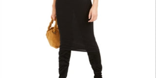 Bar III Women's Twist Front Midi Cocktail Dress Black Size Small