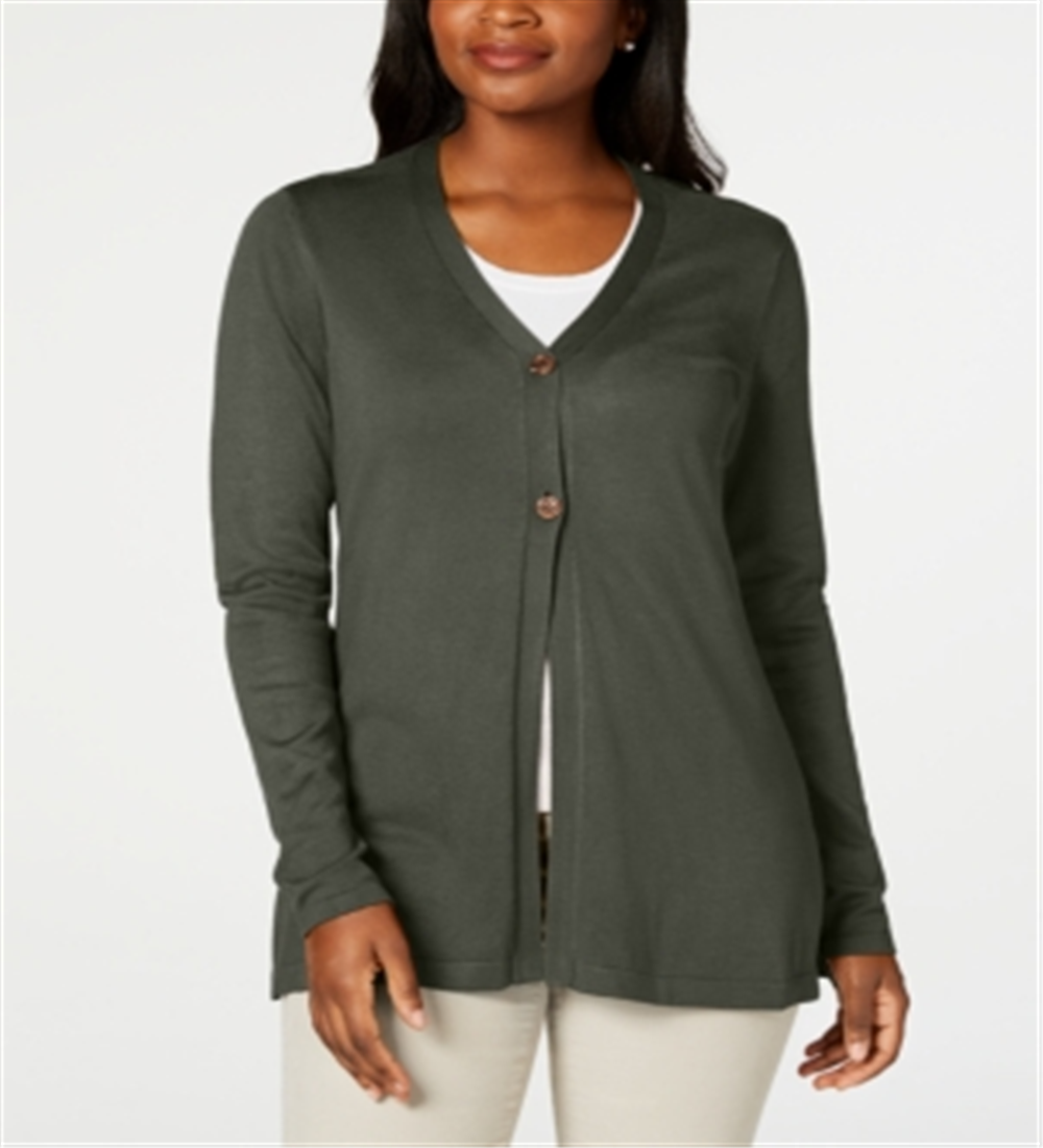 Karen Scott Women's Long Cardigan Green Size Large