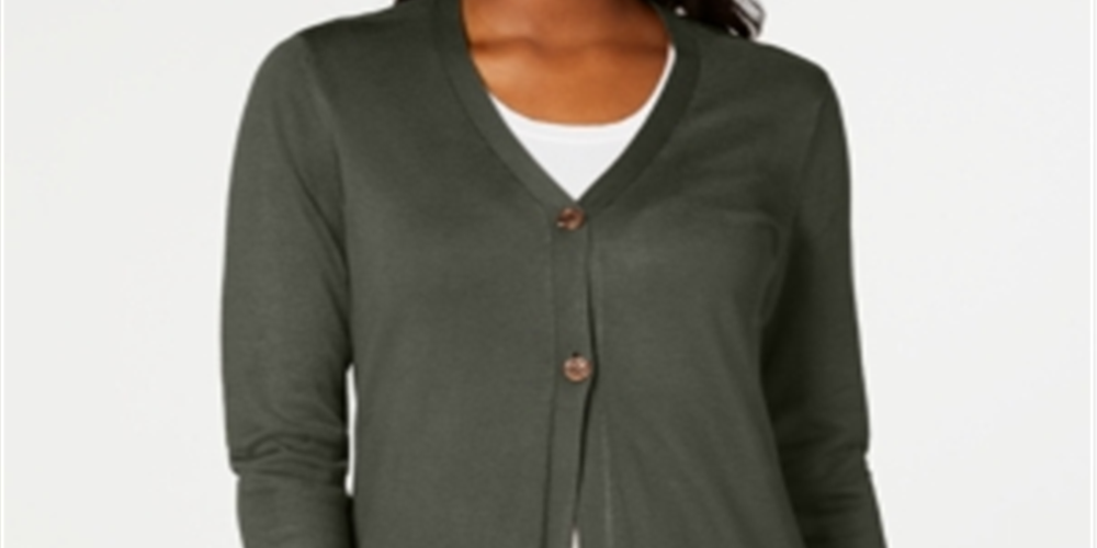 Karen Scott Women's Long Cardigan Green Size Large