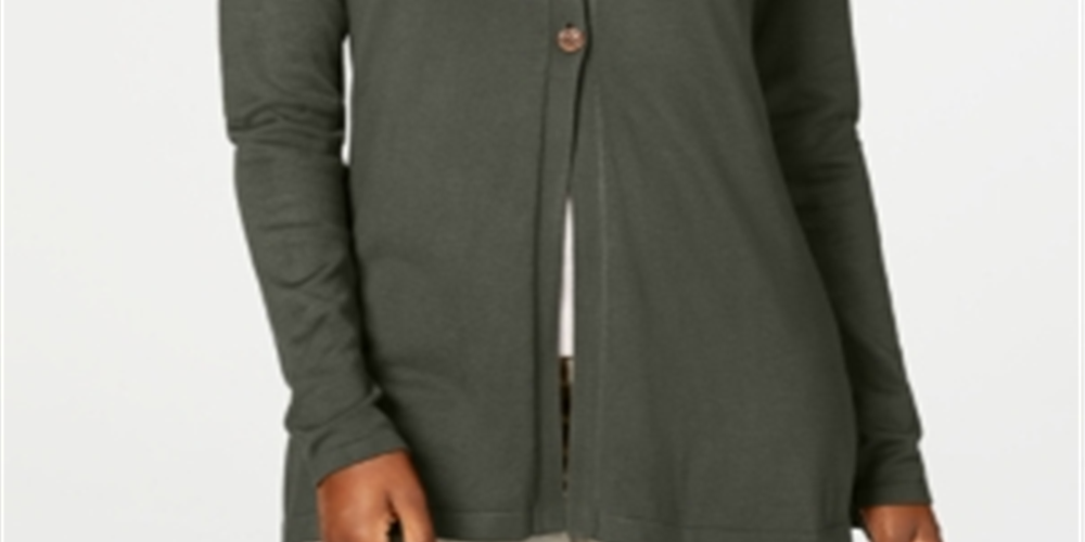Karen Scott Women's Long Cardigan Green Size Large