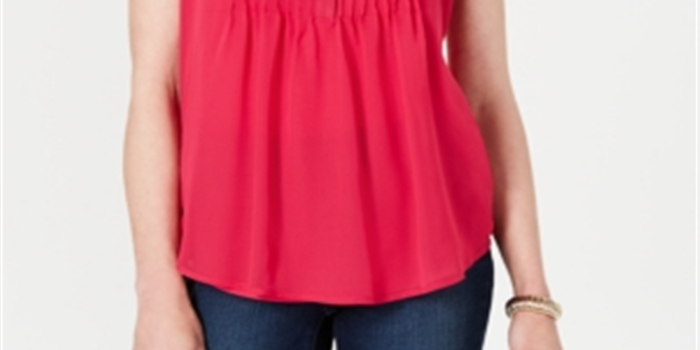 Charter Club Women's Sleeveless Pintuck Blouse Pink Size Medium