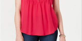 Charter Club Women's Sleeveless Pintuck Blouse Pink Size Medium