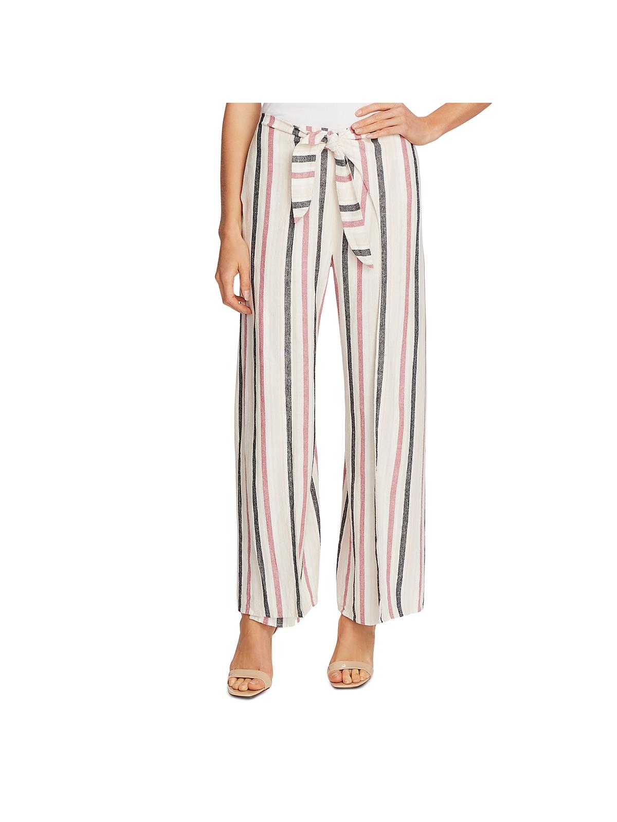 Vince Camuto Women's Canyon Linen Blend Striped Pants Pink Size Medium