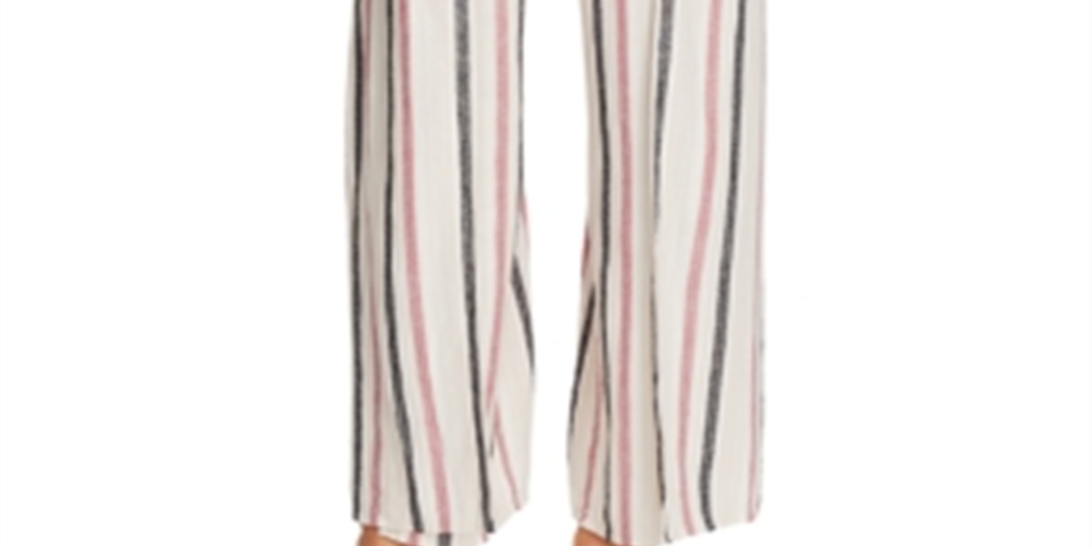 Vince Camuto Women's Canyon Linen Blend Striped Pants Pink Size Medium