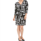 JM Collection Women's Printed Zip Front Dress Black Size X-Large