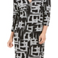 JM Collection Women's Printed Zip Front Dress Black Size X-Large