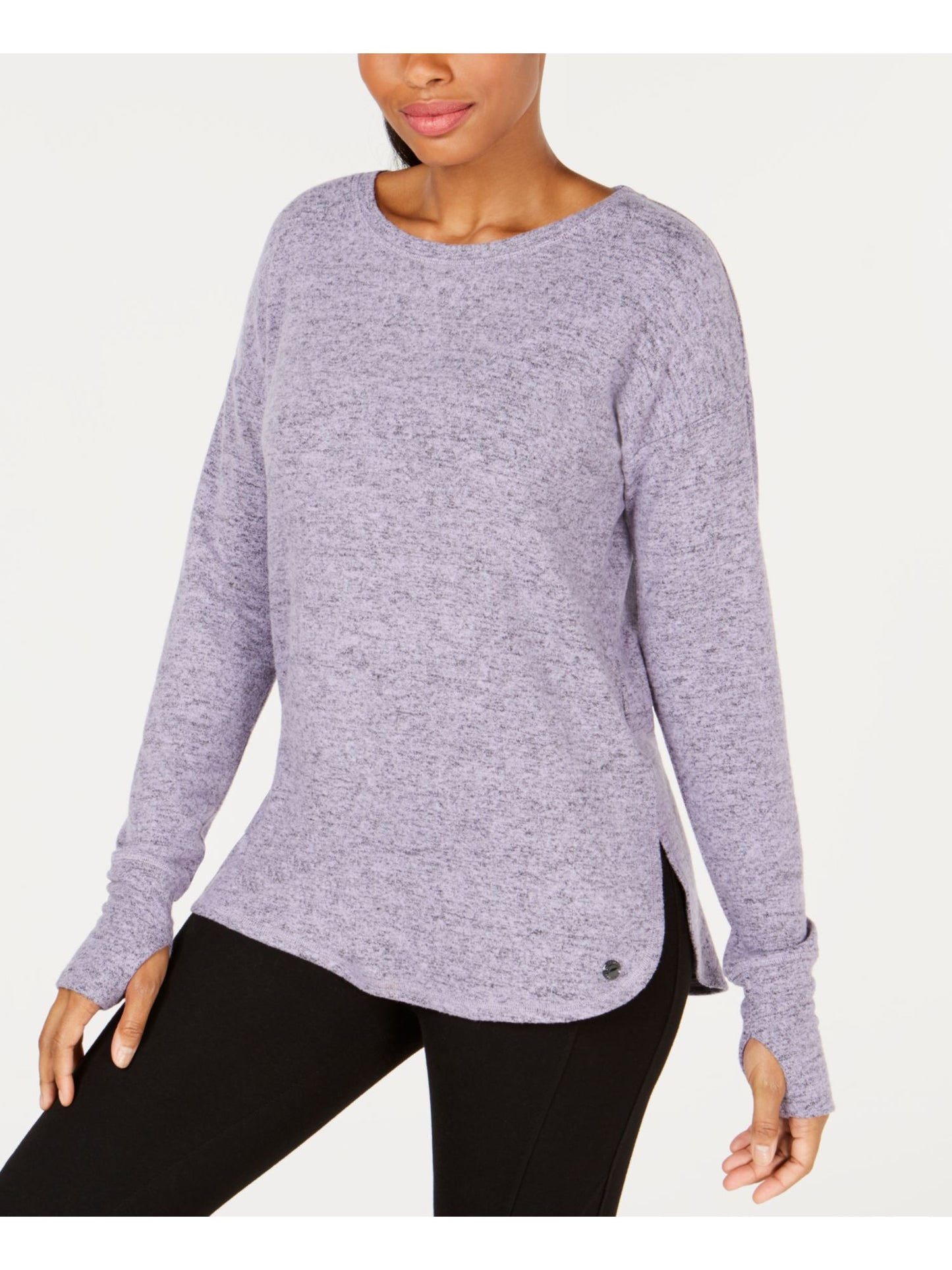 Ideology Women's Long Sleeve Crew Neck Top Purple Size X-Small