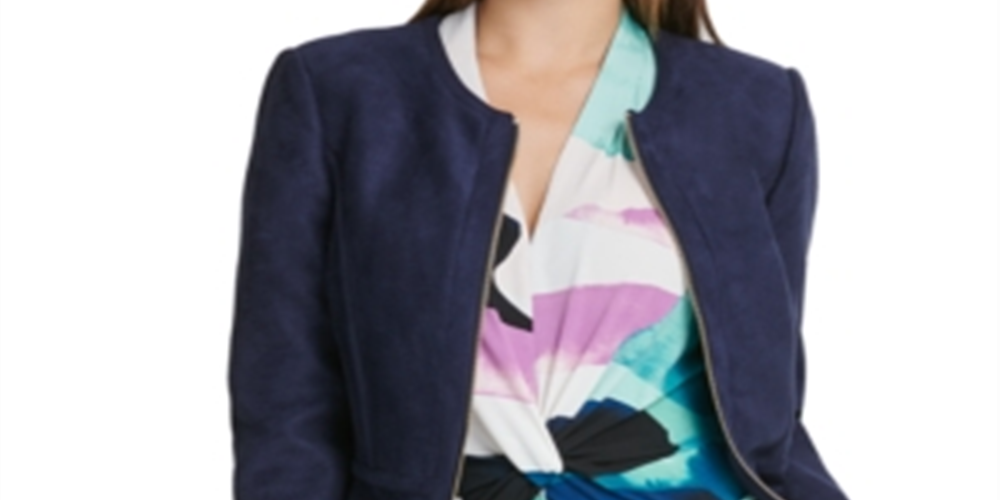 DKNY Women's Zip up Jacket Blue Size 10 Petite