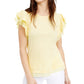 Maison Jules Women's Stripe Dot Embellished T-Shirt Yellow Size Large