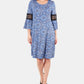 Ny Collection Women's Petite Crochet-Trimmed Bell-Sleeve Dress Blue Size Petite M