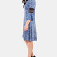 Ny Collection Women's Petite Crochet-Trimmed Bell-Sleeve Dress Blue Size Petite M