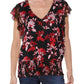 INC International Concepts Women's Floral Sheer Top Black Size Small