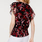 INC International Concepts Women's Floral Sheer Top Black Size Small