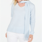 Karen Scott Women's Embellished Sweater with Scarf Blue Size Petite Medium