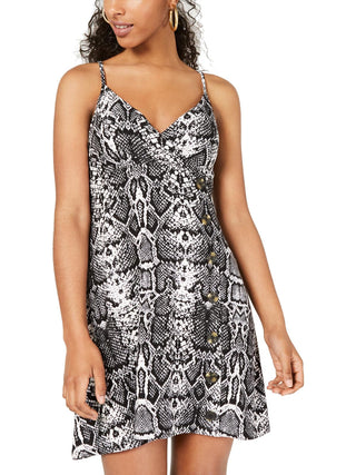 Planet Gold Women's Printed Surplice Casual Dress Black/White Size M